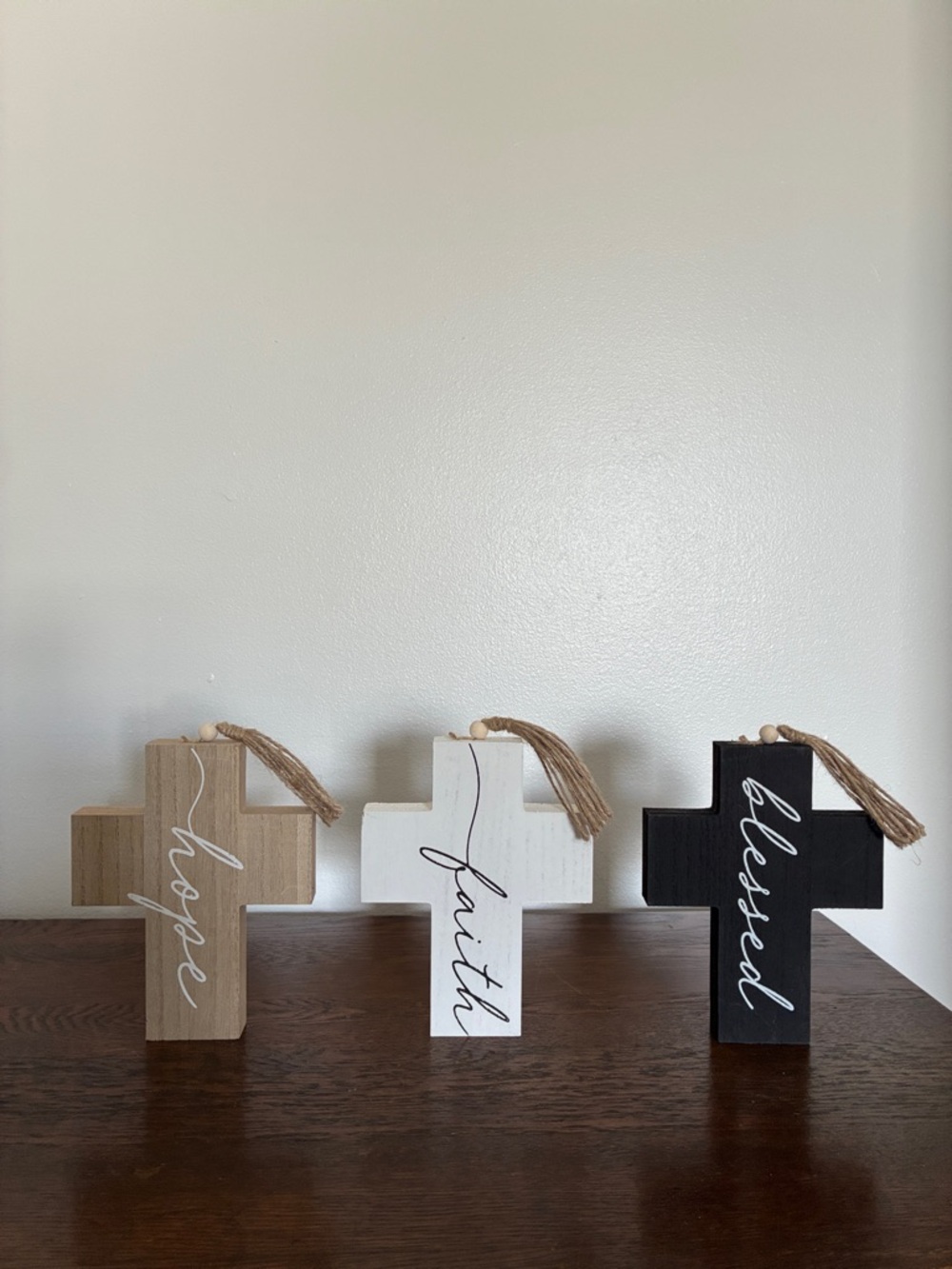 NWT - HOPE, FAITH & BLESSED Wooden Cross Trio
